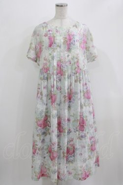 画像1: Jane Marple Dans Le Salon / Strawberry seasonタブリエドレス  オフホワイト×ピンク H-26-03-03-003-JM-OP-KB-ZH