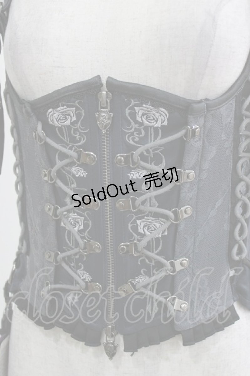 画像4: OZZ ANGELO / 薔薇刺繍コルセットビスチェ  グレー H-26-03-03-031-OO-TO-KB-ZH (4)