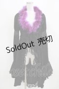 Qutie Frash / ファー付カーディガン  黒×紫 H-26-03-03-037-QU-TO-KB-ZH
