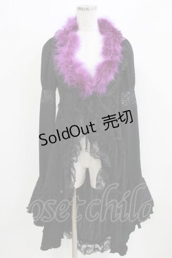 画像1: Qutie Frash / ファー付カーディガン  黒×紫 H-26-03-03-037-QU-TO-KB-ZH