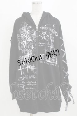 画像1: SEX POT ReVeNGe / プリントZIPパーカー F 黒 H-26-03-03-038-SP-TO-AK-ZH