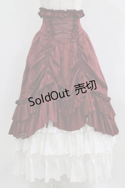 画像1: LAPIN AGILL / ストライプロングコルセットスカート  ボルドー H-26-03-03-004-EL-SK-KB-ZH