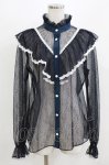 画像1: abilletage / レースフリルブラウス  紺 H-26-03-03-046-GO-BL-AK-ZH (1)