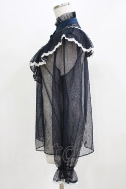 画像2: abilletage / レースフリルブラウス  紺 H-26-03-03-046-GO-BL-AK-ZH