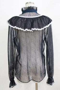 画像3: abilletage / レースフリルブラウス  紺 H-26-03-03-046-GO-BL-AK-ZH