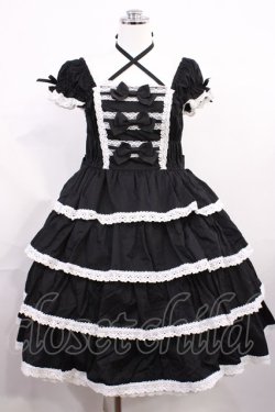 画像1: BABY,THE STARS SHINE BRIGHT / リボンミルキーシュガージャンパースカート Free ブラック/オフ白 H-26-03-03-1001-BA-OP-NS-ZH