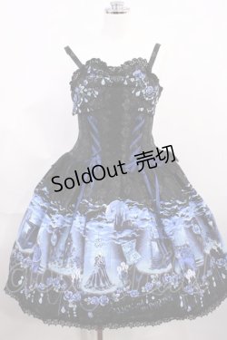 画像1: ALICE and the PIRATES / 悪魔城の夜柄ジャンパースカートI Free ブラック/ブルー H-26-03-03-1003-PA-OP-NS-ZH