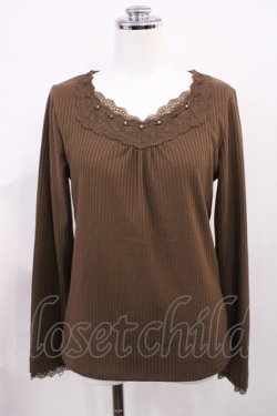 画像1: axes femme / ラインストーン使いプルオーバー M ブラウン H-26-03-03-1029-AX-TO-NS-ZH