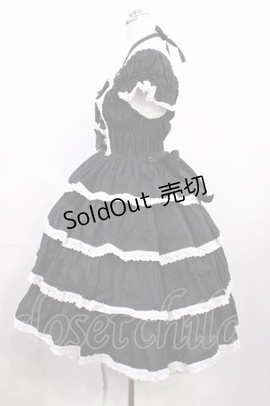 画像2: BABY,THE STARS SHINE BRIGHT / リボンミルキーシュガージャンパースカート Free ブラック/オフ白 H-26-03-03-1001-BA-OP-NS-ZH (2)