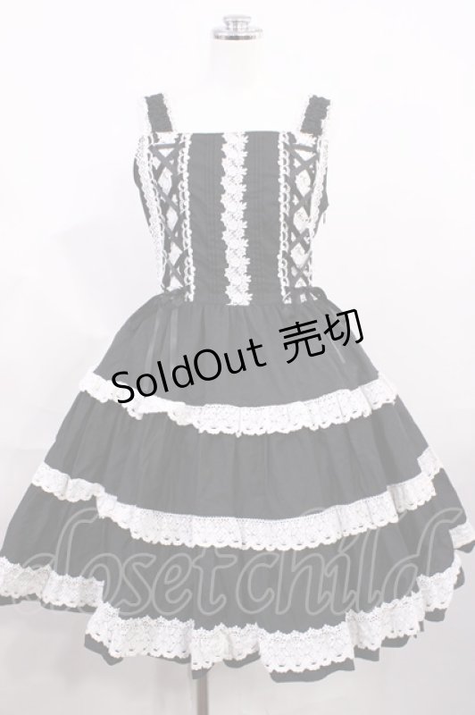 画像1: BABY,THE STARS SHINE BRIGHT / ミルフィーユジャンパースカート Free ブラック/オフ白 H-26-03-03-1002-BA-OP-NS-ZH (1)