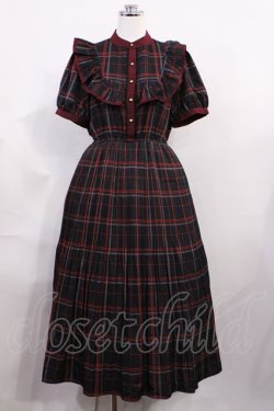 画像1: axes femme POETIQUE / レトロチェックロングワンピース M ブラック H-26-03-03-1015-AX-OP-NS-ZH