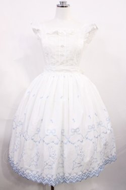 画像1: Innocent World / ピーターラビット  刺繍エプロン Free オフ/サックス H-26-03-03-1020-IW-OP-NS-ZH