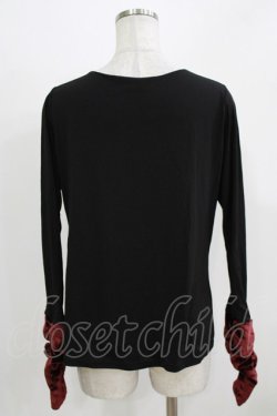 画像3: Qutie Frash / クロスインナーT  黒×赤ベロア H-26-03-03-052-QU-TO-KB-ZH