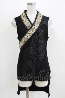 画像1: Qutie Frash / 着物襟インナータンク  ブラック×ゴールド H-26-03-03-054-QU-TO-KB-ZH