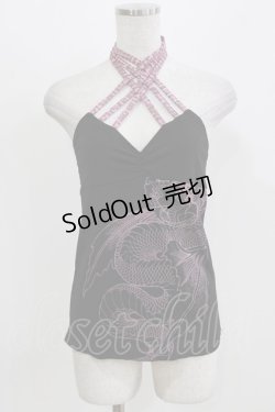 画像1: Qutie Frash / クロスキャミ  黒×ピンク H-26-03-03-057-QU-TO-KB-ZH