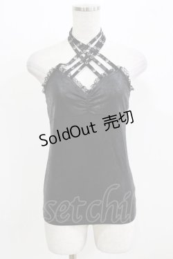 画像1: Qutie Frash / クロスキャミ  黒×黒 H-26-03-03-059-QU-TO-KB-ZH