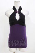 Qutie Frash / チャイナホルタートップス  紫×黒 H-26-03-03-060-QU-TO-KB-ZH