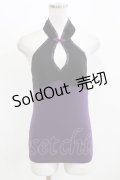 Qutie Frash / チャイナホルタートップス  紫×黒 H-26-03-03-060-QU-TO-KB-ZH