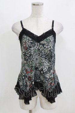 画像1: Qutie Frash / 和柄キャミ  黒 H-26-03-03-062-QU-TO-KB-ZH