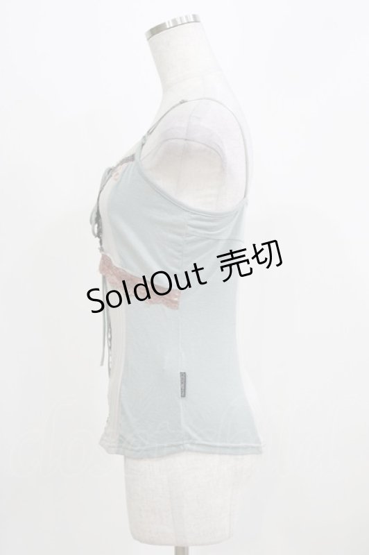 画像2: Ozz oneste / レース切替キャミソール  ブルーグレー H-26-03-03-063-OO-TO-AK-ZH (2)