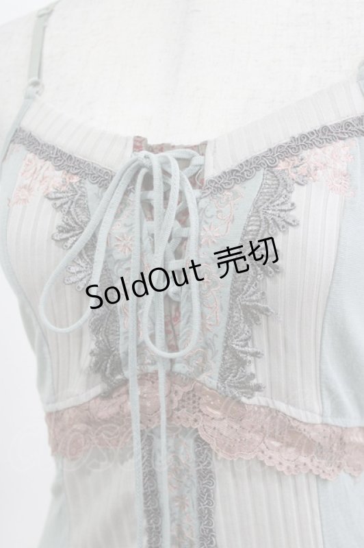 画像4: Ozz oneste / レース切替キャミソール  ブルーグレー H-26-03-03-063-OO-TO-AK-ZH (4)