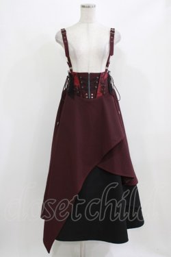 画像1: Ozz conte / サス付ナポレオン風レイヤードスカート  ボルドー×ブラック H-26-03-03-007-OO-SK-KB-ZH