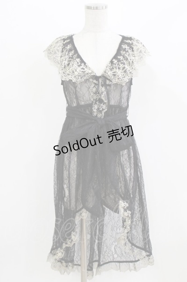 画像1: Vallee lys / Fishtail Lace Gilet  ブラック H-26-03-03-008-GO-TO-KB-ZH (1)