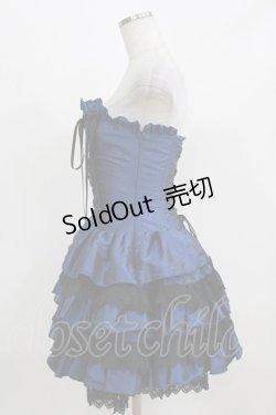 画像2: ATELIER PIERROT / ミニコルセットワンピース  ブルー×ブラック H-26-03-03-010-EL-OP-KB-ZH