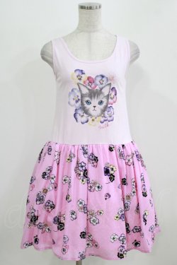画像1: MILK / パンジーCATカットワンピース  ピンクベース H-26-03-03-002-ML-OP-KB-ZH