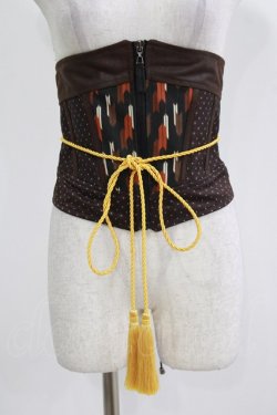 画像1: Qutie Frash / 矢絣コルセット  ブラウン H-26-03-03-021-QU-ZA-KB-ZH