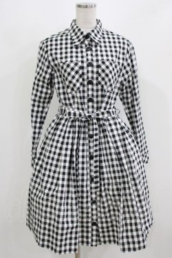 画像1: MILK / ギンガムロングワンピース  ブラック H-26-03-04-1033-ML-OP-KB-ZH