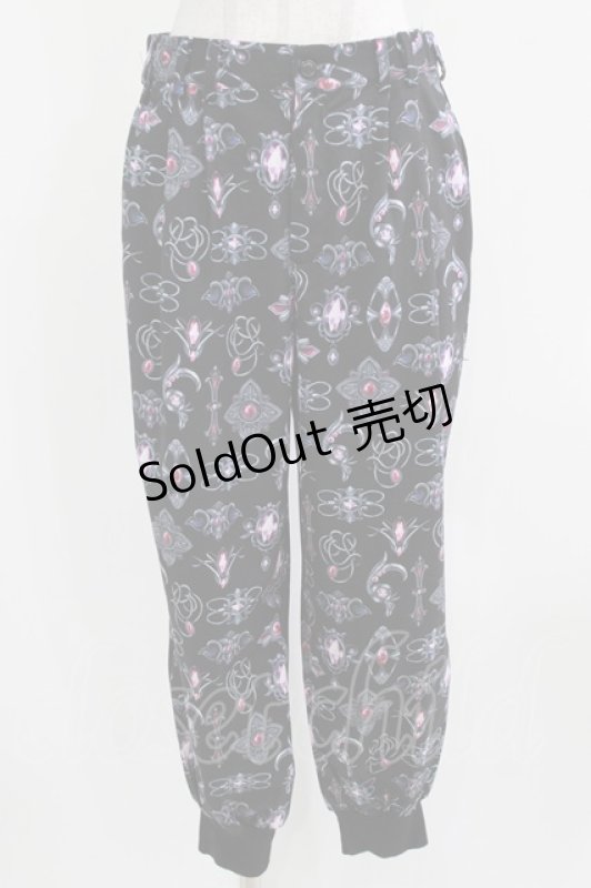 画像1: Drug Honey / アンティークブローチ柄パンツ  黒 H-26-03-04-1006-PU-PA-KB-ZH (1)