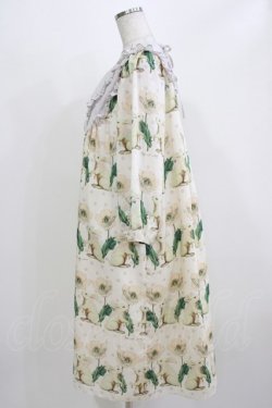 画像2: Perla nell' ostrica / うさぎポピードットフリルヨークワンピース  アイボリー×グレー H-26-03-04-1056-EL-OP-KB-ZH