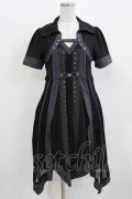 Ozz oneste / 薔薇刺繍レイヤードワンピース  黒×紫 H-26-03-04-1058-OO-OP-KB-ZH