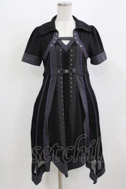 画像1: Ozz oneste / 薔薇刺繍レイヤードワンピース  黒×紫 H-26-03-04-1058-OO-OP-KB-ZH