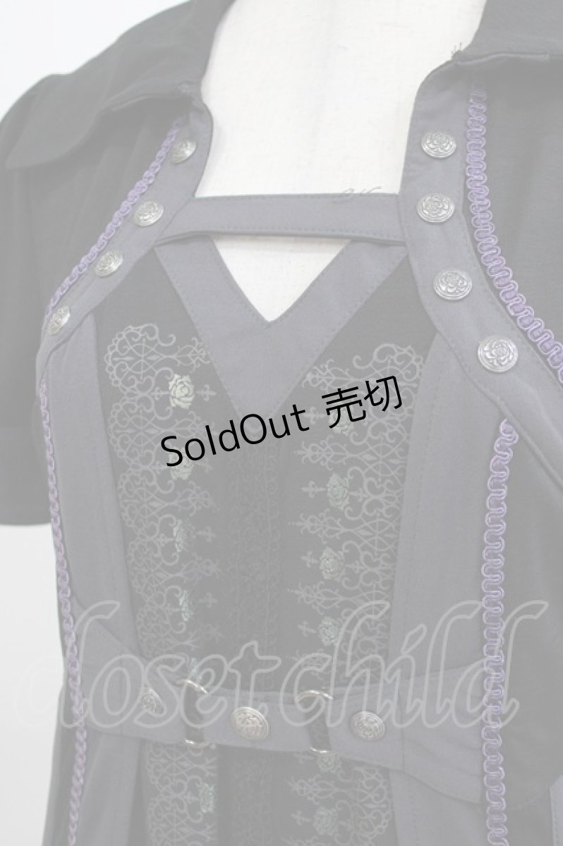 画像5: Ozz oneste / 薔薇刺繍レイヤードワンピース  黒×紫 H-26-03-04-1058-OO-OP-KB-ZH (5)