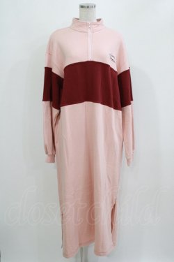 画像1: Candy Stripper / BRAVE DINOSAUR SWEATワンピース 2(M) PINK×BORDEAUX H-26-03-04-1062-PU-OP-KB-ZH