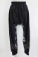 画像1: NieR Clothing / ブロッキングサルエルパンツ  黒×和柄九尾水色 H-26-03-04-1008-PU-PA-KB-ZH (1)