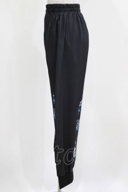 画像2: NieR Clothing / ブロッキングサルエルパンツ  黒×和柄九尾水色 H-26-03-04-1008-PU-PA-KB-ZH