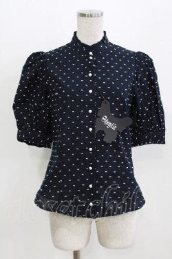 画像1: Sheglit / ドビードットパフブラウス M ネイビー H-26-03-04-1075-EL-TO-KB-ZH