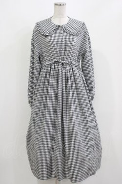 画像1: merry jenny / bear刺繍チェックワンピース  グレー H-26-03-04-1017-LO-OP-KB-ZH