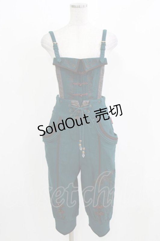 画像1: Ozz oneste / 鳳凰刺繍サロペット  グリーン H-26-03-04-1003-OO-PA-KB-ZH (1)