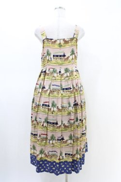 画像2: Jane Marple / Board gameストラップドレス  ピンク×ライトネイビー H-26-03-05-028-JM-OP-KB-ZH