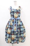 画像1: Emily Temple cute / マーガレットタータンノースリーブワンピース  サックス H-26-03-05-032-ET-OP-KB-ZH (1)