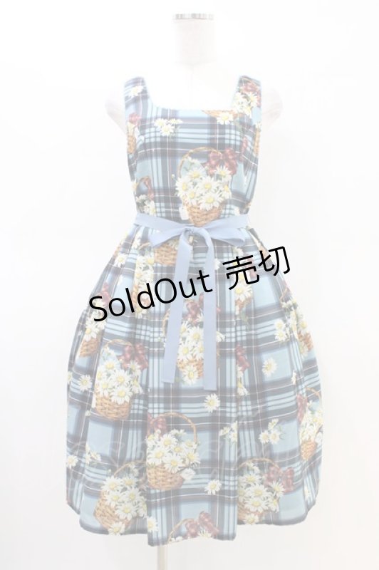画像1: Emily Temple cute / マーガレットタータンノースリーブワンピース  サックス H-26-03-05-032-ET-OP-KB-ZH (1)