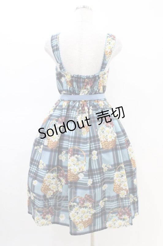 画像2: Emily Temple cute / マーガレットタータンノースリーブワンピース  サックス H-26-03-05-032-ET-OP-KB-ZH (2)