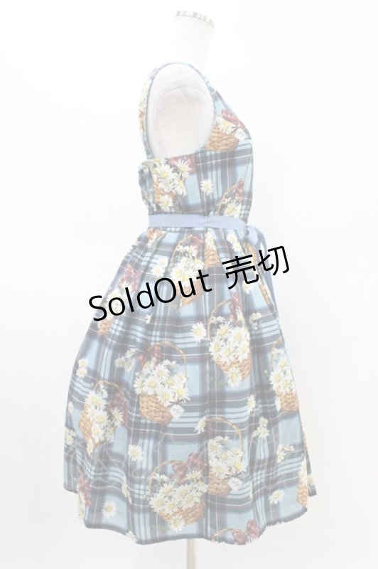 画像3: Emily Temple cute / マーガレットタータンノースリーブワンピース  サックス H-26-03-05-032-ET-OP-KB-ZH (3)