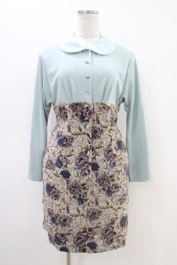 画像1: MILK / Two Faceワンピース  ミントグリーン×アンティークフラワー H-26-03-05-037-ML-OP-KB-ZH