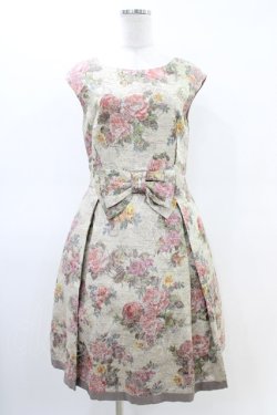 画像1: Jane Marple Dans Le Salon / フラワーブーケリネンドレス  ベージュ H-26-03-05-044-JM-OP-KB-ZH