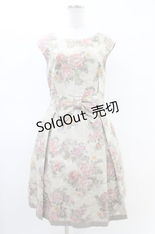 画像1: Jane Marple Dans Le Salon / フラワーブーケリネンドレス  ベージュ H-26-03-05-044-JM-OP-KB-ZH (1)